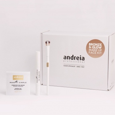 Kit de maquilhagem Andreia Professional com pincel e caixa branca