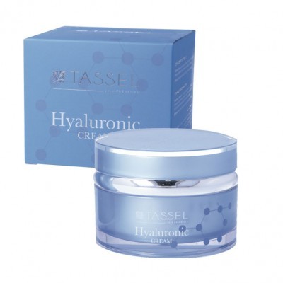 Creme Hyaluronic TASSEL em frasco e caixa azul