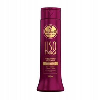 Frasco roxo de condicionador Haskell Liso com Força 300ml