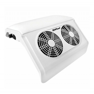 Aparelho branco com duas ventoinhas circulares e marca RickRoad