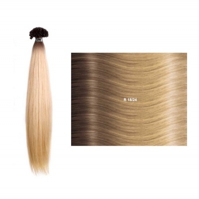 Extensão de cabelo castanho e loiro com código R 18/24