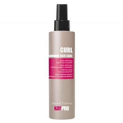 Frasco CURL HAIR CARE KAYPRO spray anti-frizz 200 ml sobre fundo branco