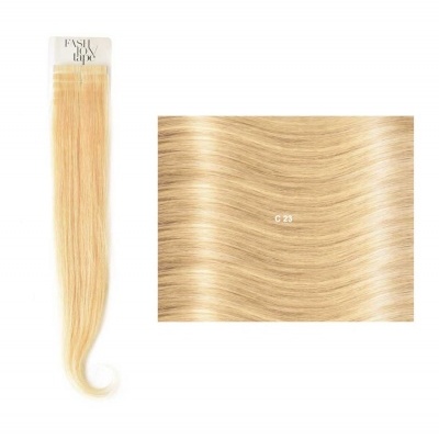 Extensão de cabelo loiro claro com etiqueta Fast & Lash e amostra de cor C 23