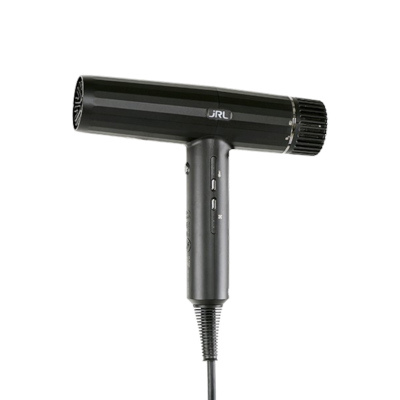 Secador de cabelo preto da marca JRL com botões e cabo elétrico