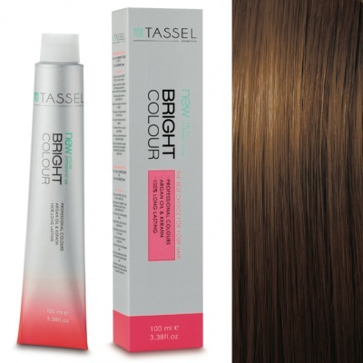 Creme coloração Tassel Bright Colour 100 ml e cabelo castanho claro com reflexos dourados