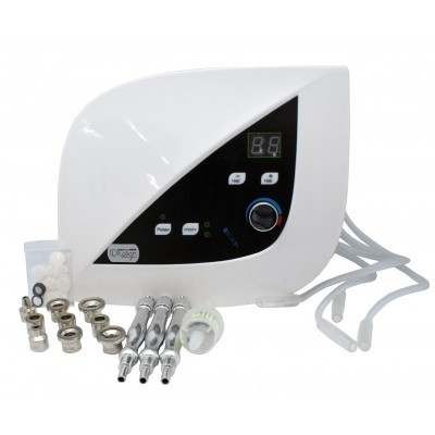 Equipamento de beleza electrónico branco e preto com acessórios