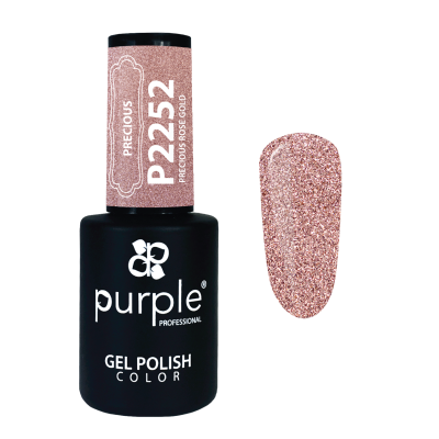 Esmalte em gel Purple Professional cor Precious Rosé Gold com brilho glitter