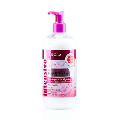 Frasco de hidratante capilar Real Natura 500 ml com doseador rosa