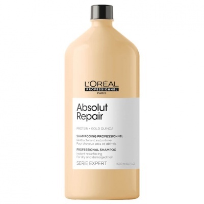 Garrafa bege de shampoo L'Oréal Absolut Repair Série Expert