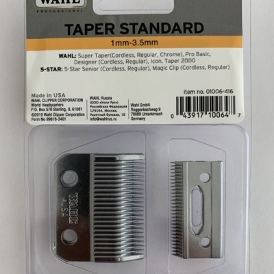 Lâminas de corte metálicas WAHL TAPER STANDARD 1mm-3.5mm em embalagem transparente
