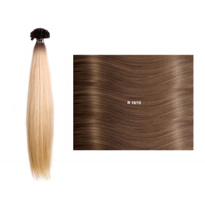 Extensão de cabelo loiro claro com amostra castanho claro R 10/15