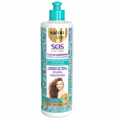 Frasco Salon Line SOS Cachos óleo de amêndoas 500ml com doseador azul