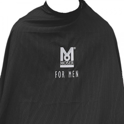 Capa de corte de cabelo preta com logótipo MOSER FOR MEN