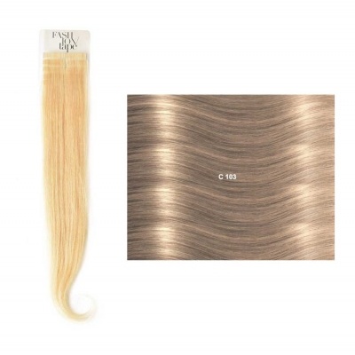 Fios de cabelo loiro claro embalados com amostra de cabelo castanho claro C 103