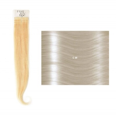 Extensão de cabelo loiro claro e amostra loiro platinado com código C 59