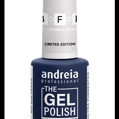 Frasco de verniz gel azul Andreia Professional com rótulos