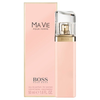 Perfume BOSS Hugo Boss Ma Vie Pour Femme 50 ml rosa e dourado com embalagem rosa