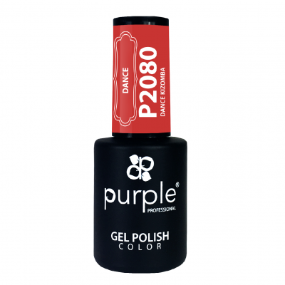 Frasco de verniz gel para unhas Purple Professional preto com rótulo vermelho P2080