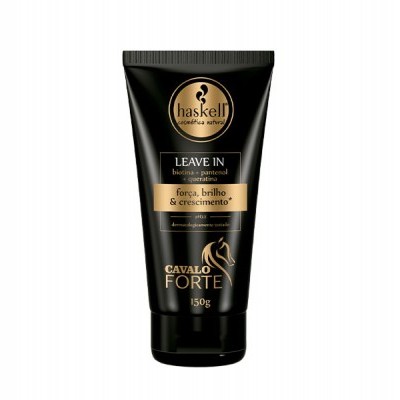 Tubo preto de creme ou leave-in Haskell Cavalo Forte com texto dourado