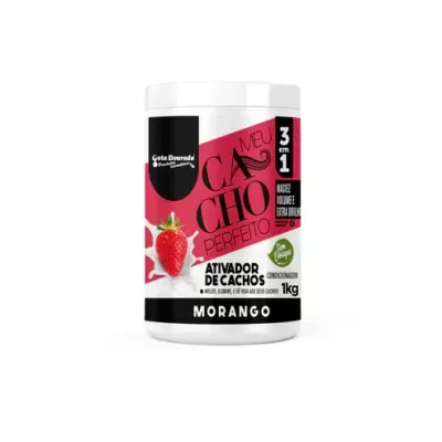 Frasco de ativador de cachos morango Gota Dourada 1kg