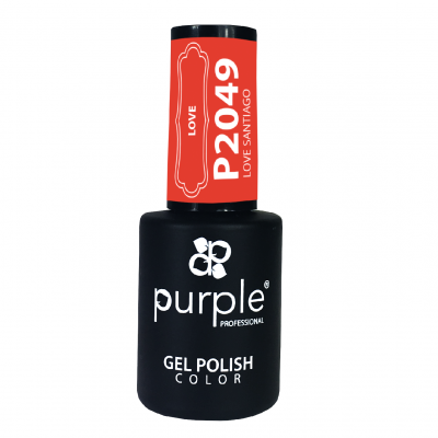 Frasco de verniz gel roxo da marca Purple Professional com tampa e rótulo vermelho