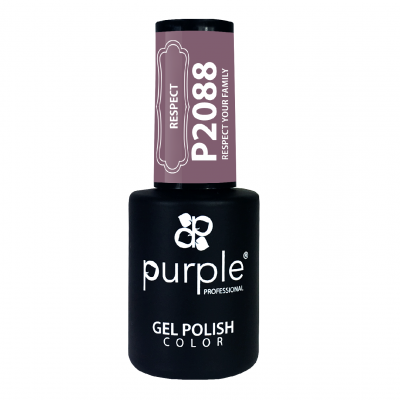Verniz gel para unhas Purple Professional preto fosco com tampa roxa e código P2088