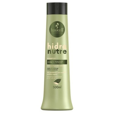 Frasco de champô Haskell Hidra Nutre 500ml verde claro com tampa preta