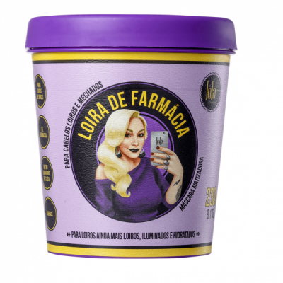 Frasco de máscara matizadora roxo e amarelo para cabelos loiros