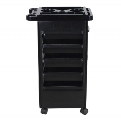 Carrinho organizador móvel preto com gavetas e rodas