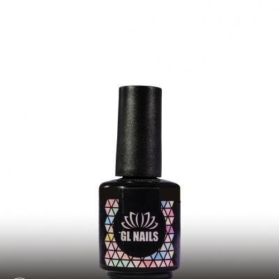 Frasco de verniz de unhas GL NAILS preto com padrão colorido e texto Butterfly Kiss