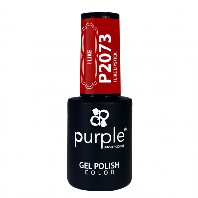 Frasco de verniz gel para unhas Purple Professional com tampa vermelha e texto branco