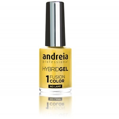 Frasco de verniz de unhas amarelo da marca andreia professional com tampa prateada