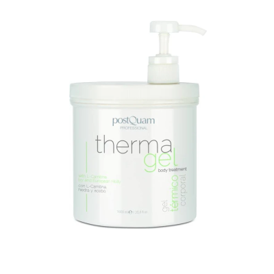 Frasco branco com tampa de dosagem de gel corporal postQuam Professional Therma Gel