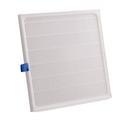 Filtro quadrado branco com alça azul