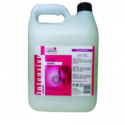 Garrafão branco com champô Real Natura Intenso Argan 5 litros