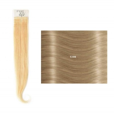 Extensão de cabelo loiro liso com amostra de cor castanho claro C 516