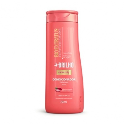 Condicionador Bio Extratus +Brilho cacau ruby, embalagem rosa coral 250 ml