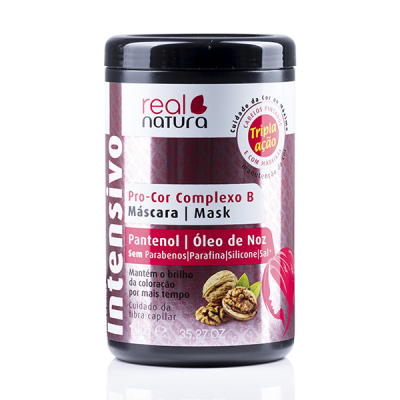 Frasco de máscara capilar intensiva Real Natura com Pro-Cor Complexo B e Pantenol