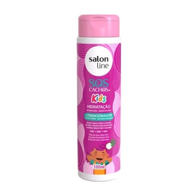 Frasco rosa de condicionador infantil Salon Line SOS Cachos Kids 300 ml