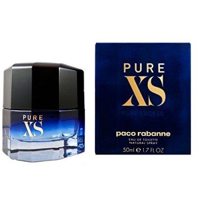 Frasco e caixa do perfume Paco Rabanne Pure XS em azul e preto