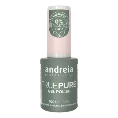 frasco de esmalte gel Andreia Professional TRUE PURE cor cinza escuro com tampa rosa claro rotulada