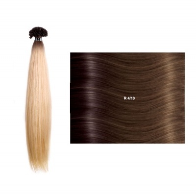 Extensão de cabelo loiro com amostra de cabelo castanho claro 'R 4/10'