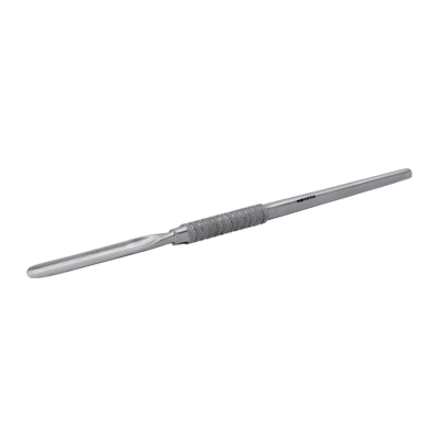 Barra metálica para musculação com área central ondulada cinzenta.