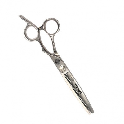 Tesoura de corte e texturização de cabelo em aço inoxidável prateada