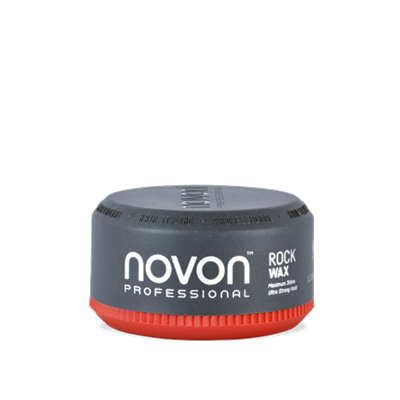 Pote de pomada para cabelo Novon Professional de cor cinza com tampa vermelha