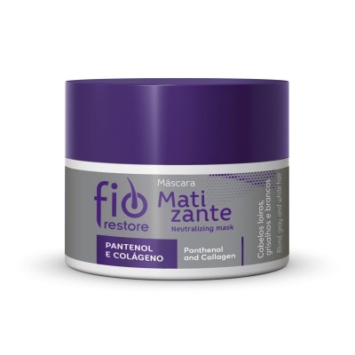 Pote de máscara capilar matte fio restore roxo e cinza