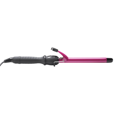 Modelador de cabelo preto e rosa com cabo e cilindro