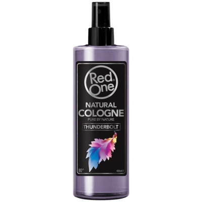 Frasco roxo metálico de colonia natural RedOne Thunderbolt com spray preto