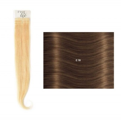 Extensão de cabelo loiro claro e amostra de cabelo castanho liso