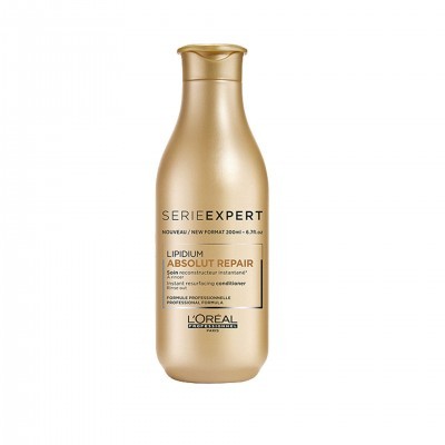 Frasco dourado do condicionador Série Expert Lipidium Absolut Repair da L'Oréal